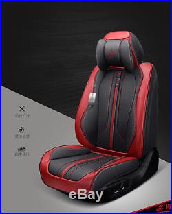 Luxury 5 Sit Breathable Microfiber Leather Car Cushion Seat Full Cover Red Black