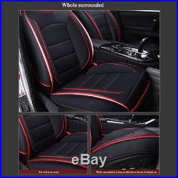 Luxury PU Leather Car Seat Covers Cushions 3 in 1 Rear Row Neck Lumber Pillows