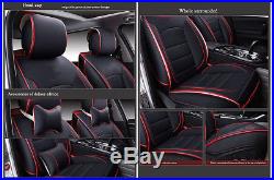 Luxury PU Leather Car Seat Covers Cushions 3 in 1 Rear Row Neck Lumber Pillows
