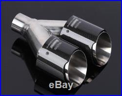 Stainless Steel Genuine Carbon Fiber Car SUV Right Dual Pipe Exhaust Tip Gloss