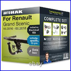 Towbar detachable for RENAULT Grand Scenic 16- + 13pin spec. Electrical-kit FP