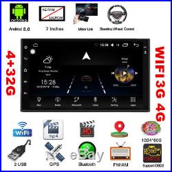 Ultra-thin Android 8.0 7 HD 2-Din Octa-Core 4G+32G Car GPS Wifi BT Mirror Link
