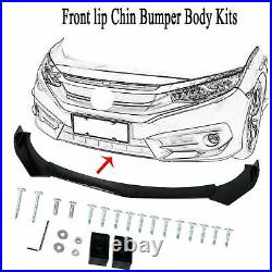 Universal Front Bumper Spoiler Lip Body Kit Splitter Chin Decoration + Strut Rod