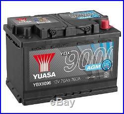 Yuasa YBX9096 12V AGM Stop Start Plus 096 Type Car Battery 70Ah 760A